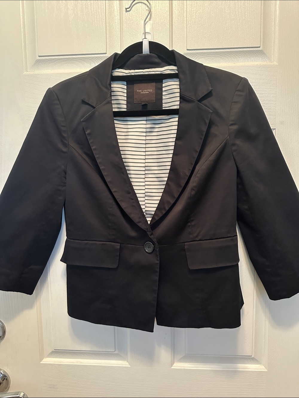 The Limited Black Single-Button Tailored Blazer 3/4 Sleeve Wardrobe Staple Med